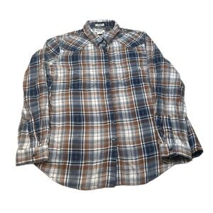 Ariat Western Flannel Shirt Womens‎ Large Brown Plaid Long Sleeve Relaxed Fit